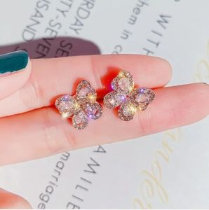 Butterfly Stud Simulated Goldtone Sapphires Earrings